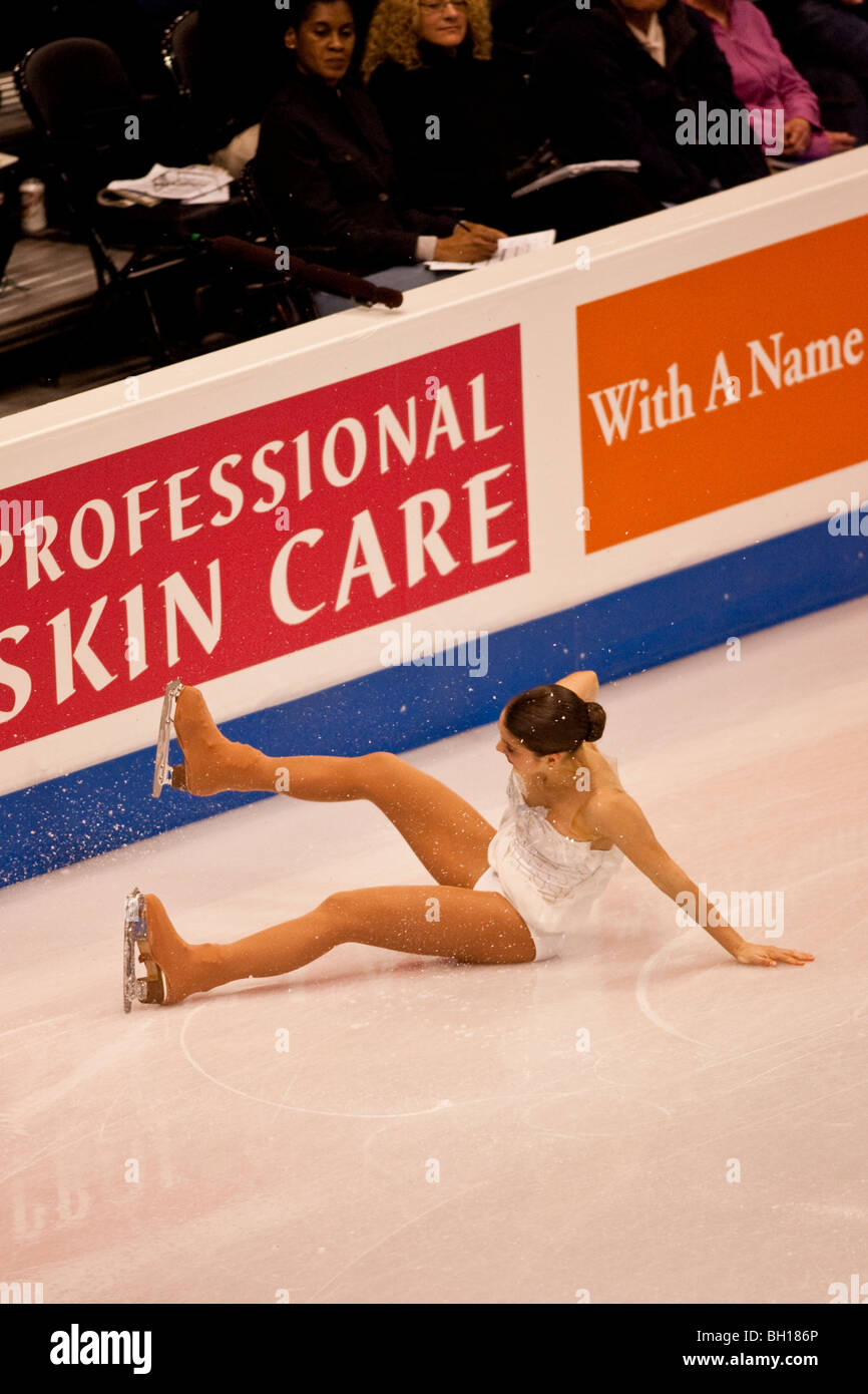 Alissa Czisny (USA) competing in the Ladies Short at the 2009 World Figure Skating Championships Stock Photo