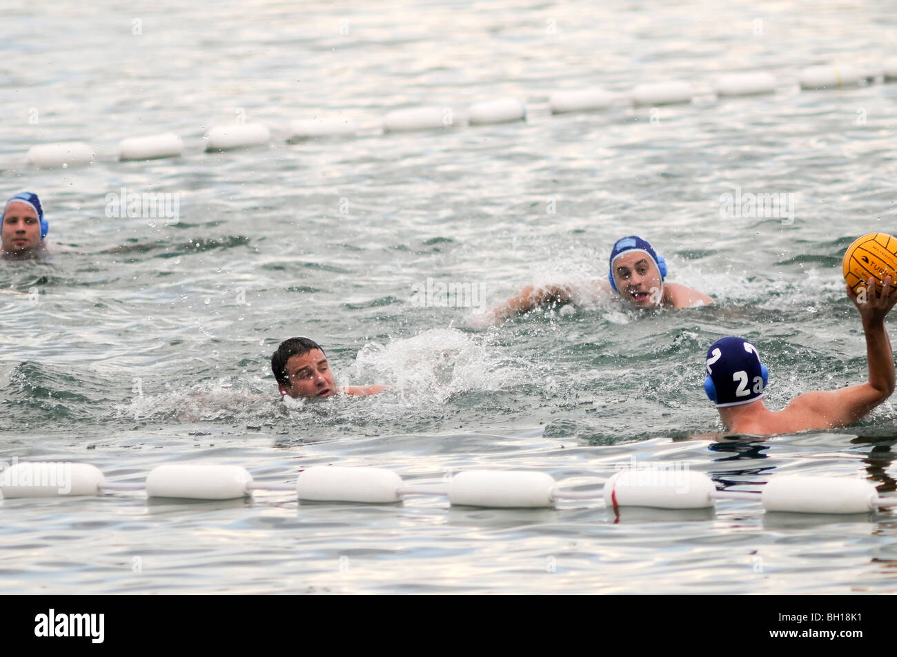 Water polo game in Jarun sports and leisure center, Zagreb, Croatia Stock Photo