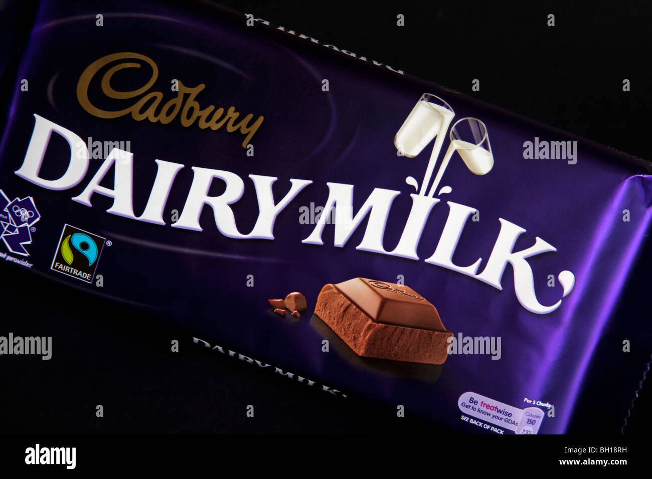 A 230g bar of Cadbury's Dairy Milk chocolate. Stock Photo