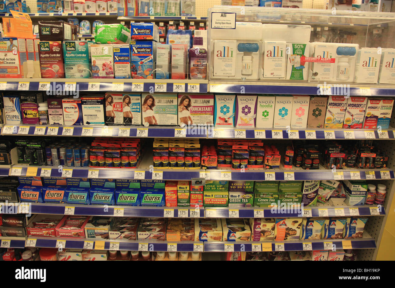 Shelves in a Pharmacy. Stock Photo