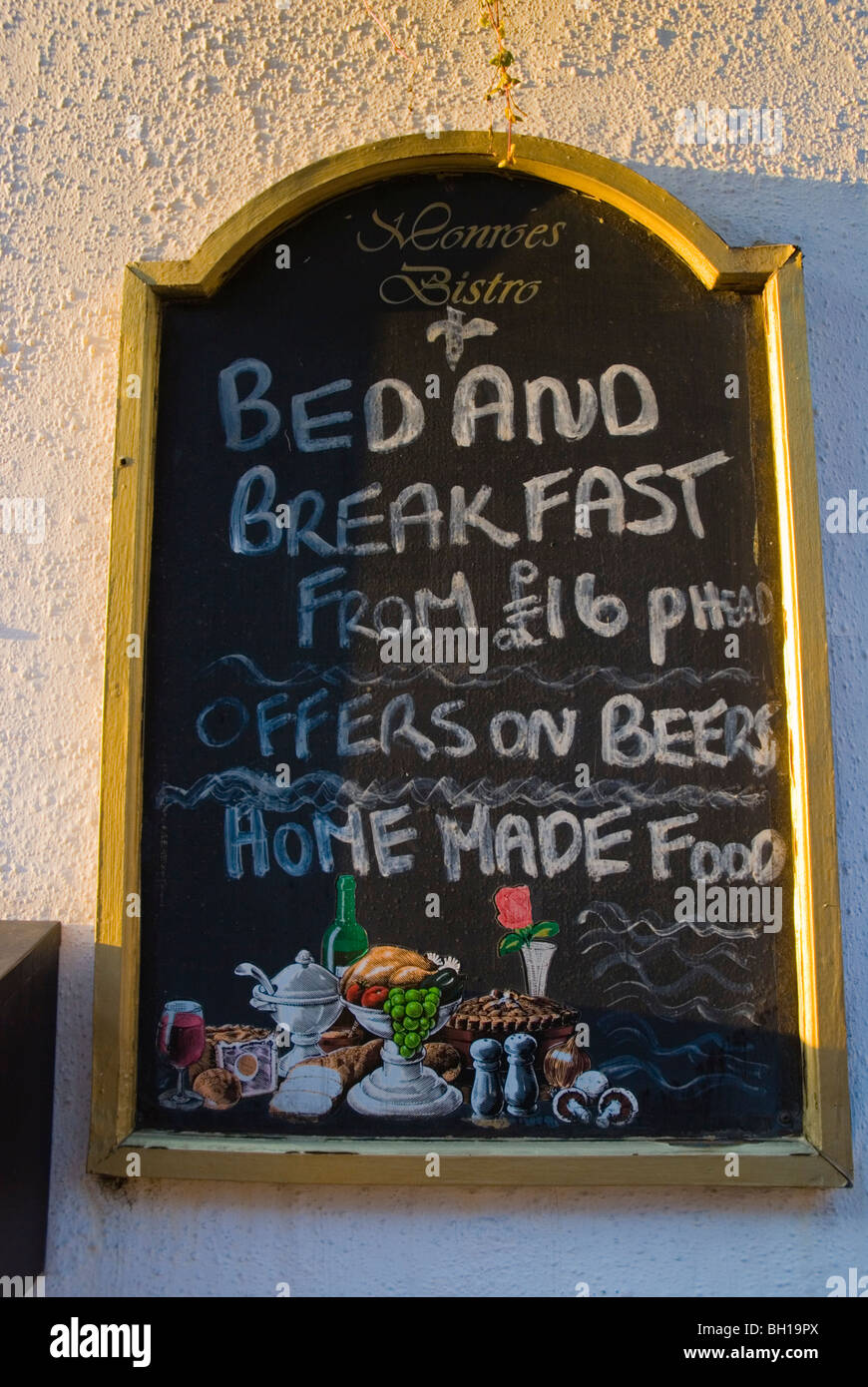 Bed And Breakfast Sign Outside A Pub And Hotel In Central Manchester ...