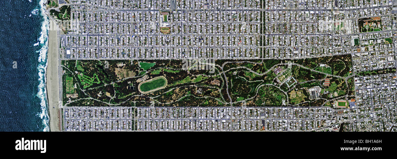 aerial map view above Golden Gate Park San Francisco California Stock Photo