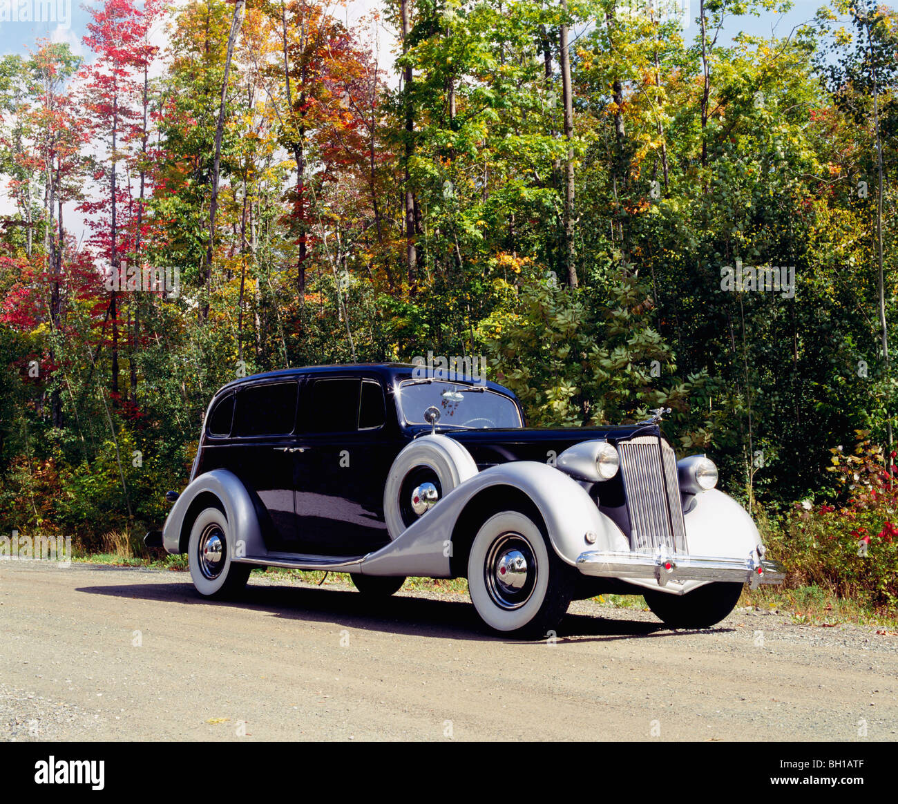 Vintage 1938 Packard Super Eight car, Waterloo, Quebec, Canada Stock Photo