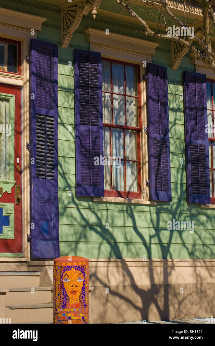 Colorful homes in Fauborg Marigny district of New Orleans Stock Photo