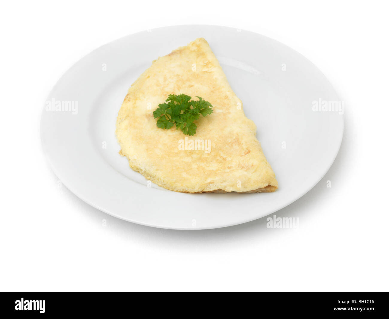 A Plate with Omelette and a bit of Garnish Stock Photo