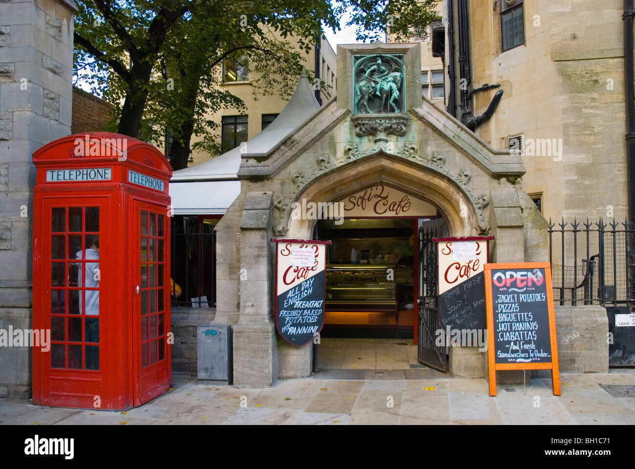 Cafe next to Carfax tower in central Oxford England UK Europe Stock Photo