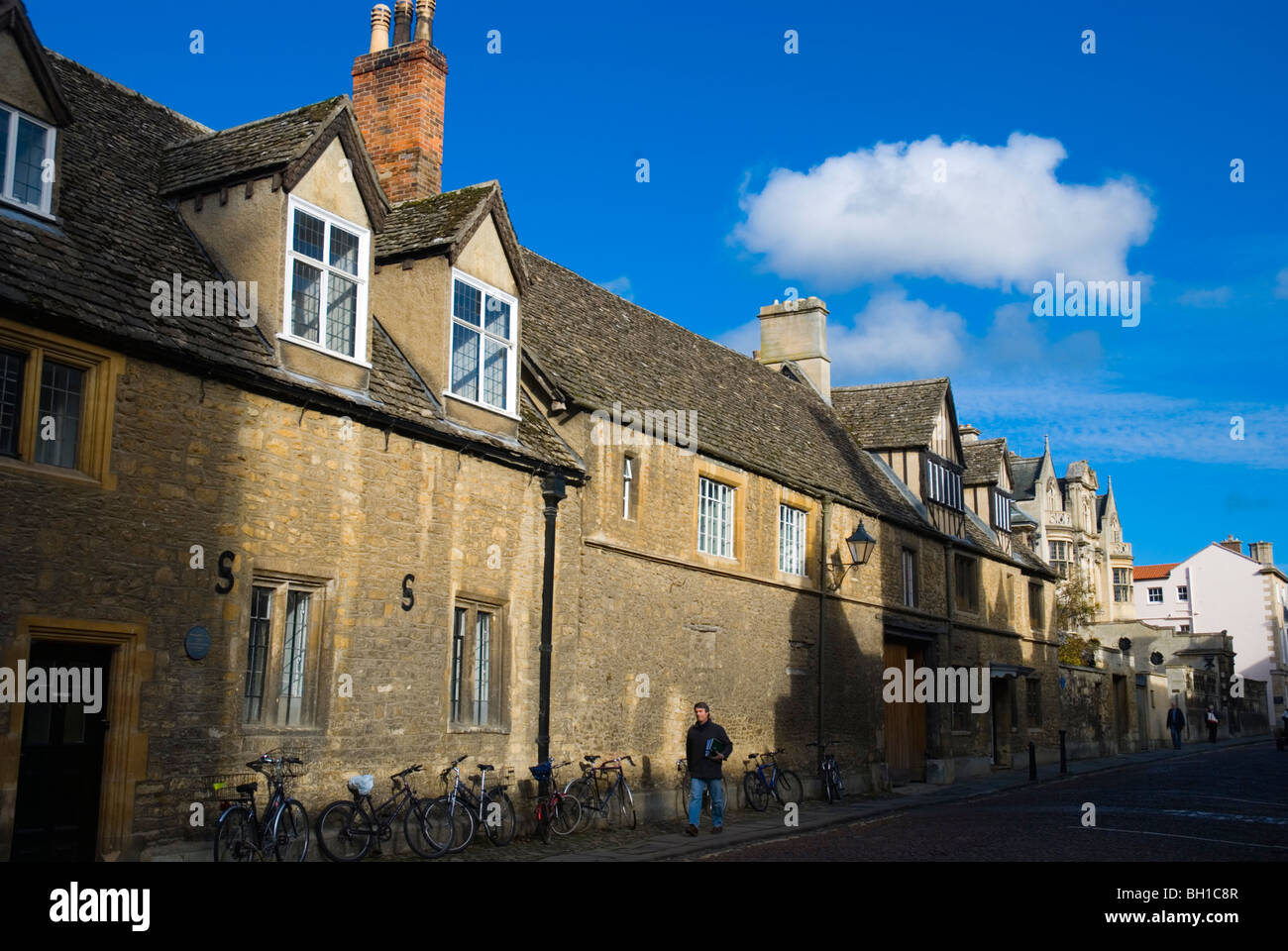 Street outside Merton College Oxford England UK Europe Stock Photo