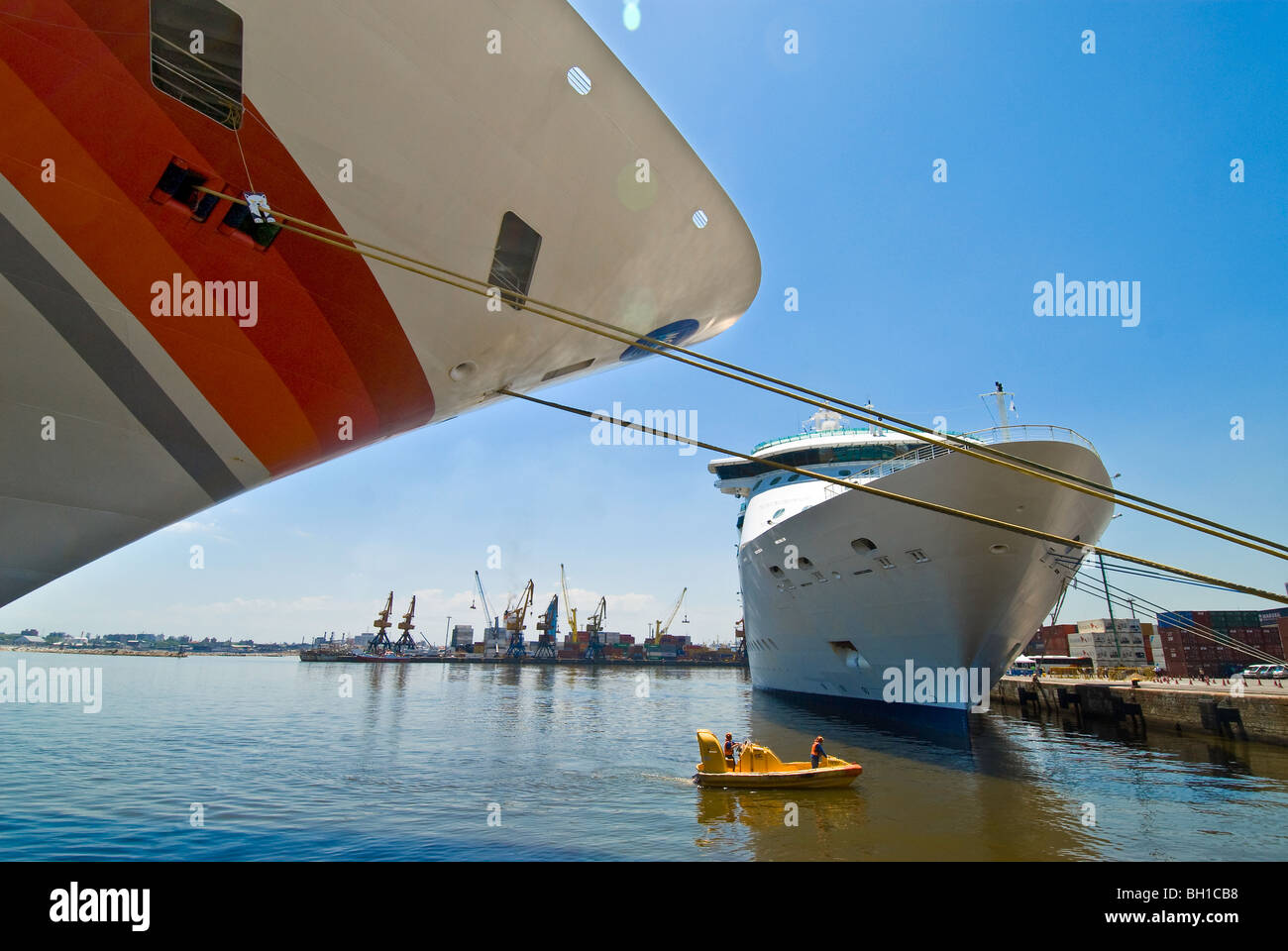 Cruise ships docked in port of Montevideo, Uruguay Stock Photo