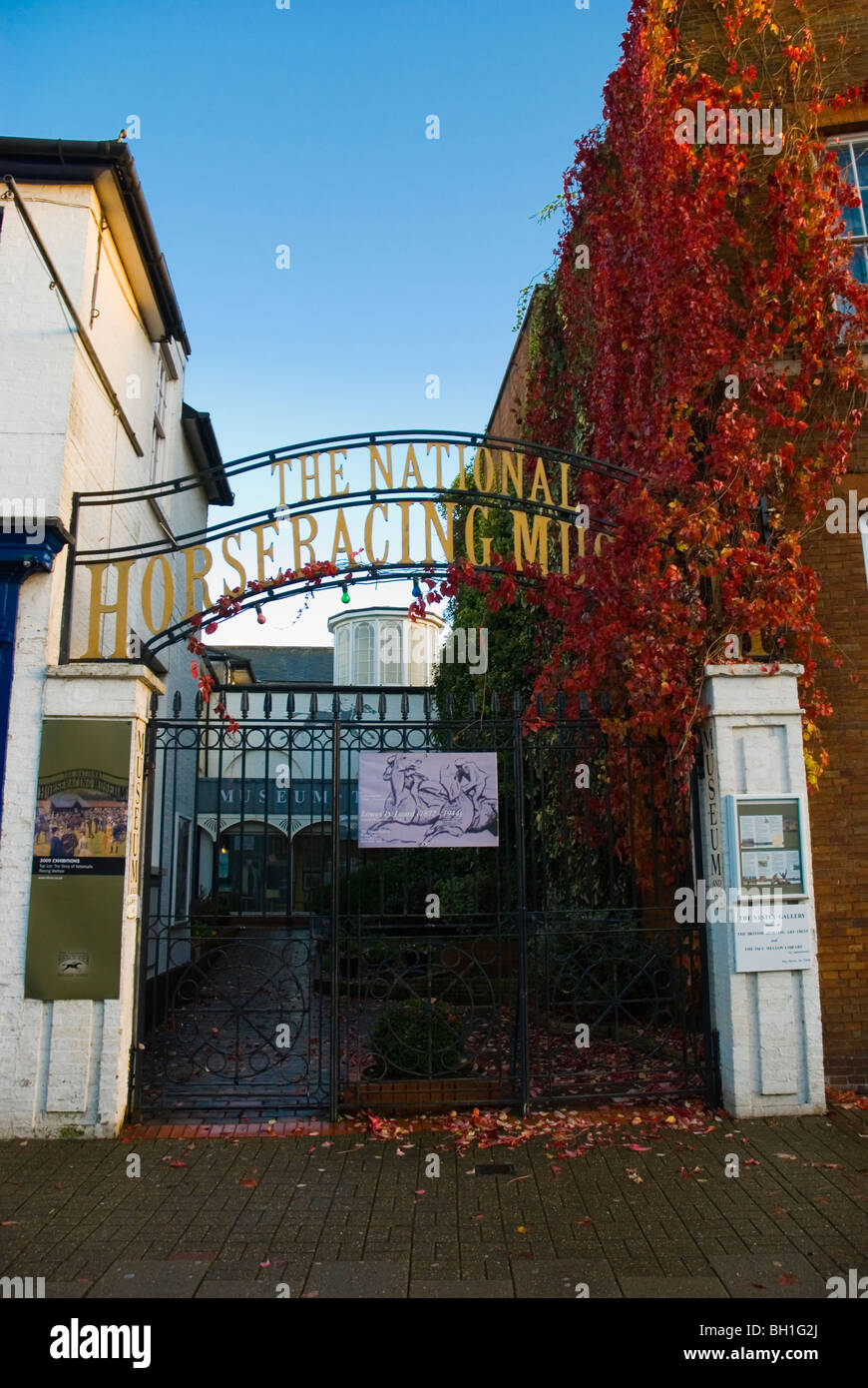 Gate of National Racing Museum along High street in Newmarket Suffolk England UK Europe Stock Photo
