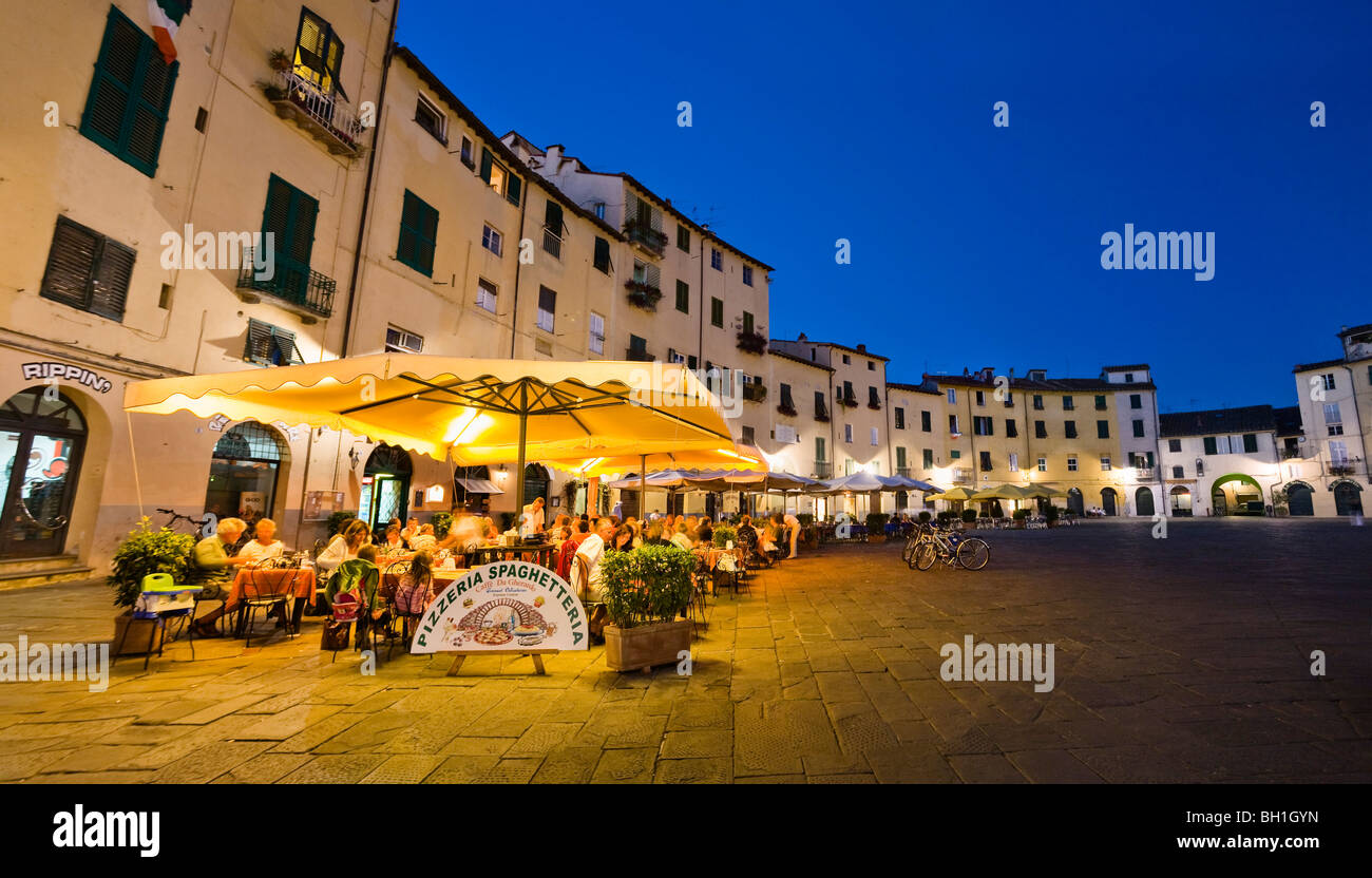 Place of the Amphitheatre, Lucca, Tuskany, Italy Stock Photo