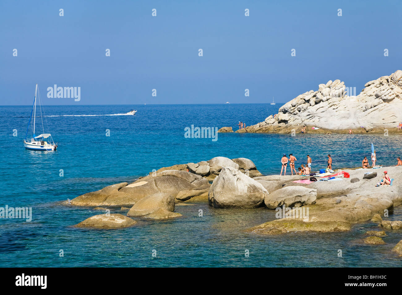 Beach at Sant' Andrea, Elba, Italy Stock Photo