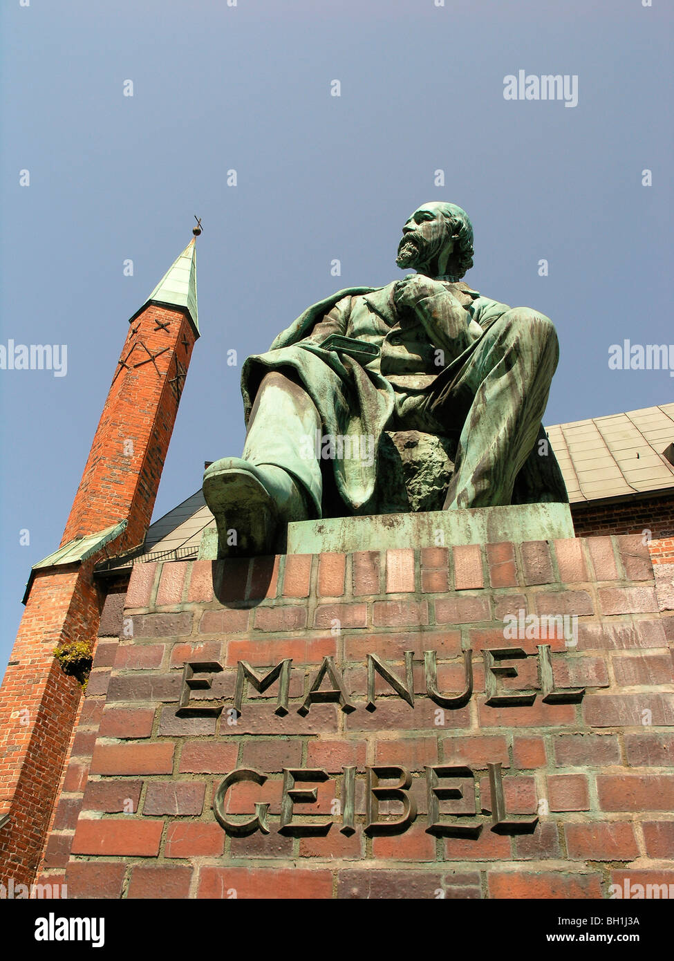 Statue of Emanuel Geibel, Hanseatic City of Luebeck, Schleswig Holstein, Germany Stock Photo