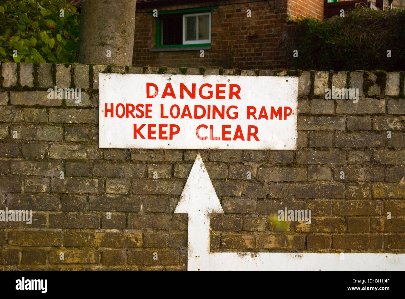 Horse loading area sign Newmarket Suffolk England UK Europe Stock Photo