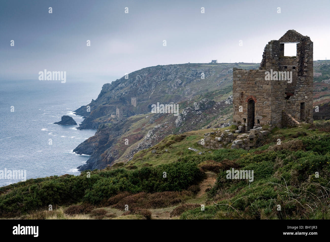 Europe, England, Cornwall, Old tin mines near Botallack Stock Photo