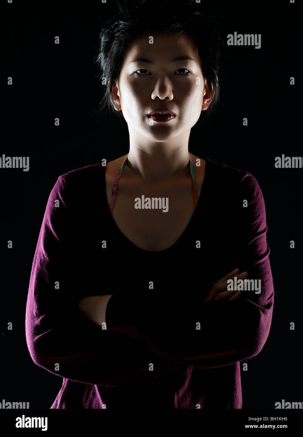 Asian woman portrait moody hi-res stock photography and images - Alamy