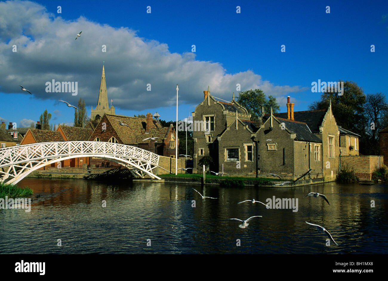 Europe, Great Britain, England, Cambridgeshire, Godmanchester, Chinese Chippendale Bridge Stock Photo