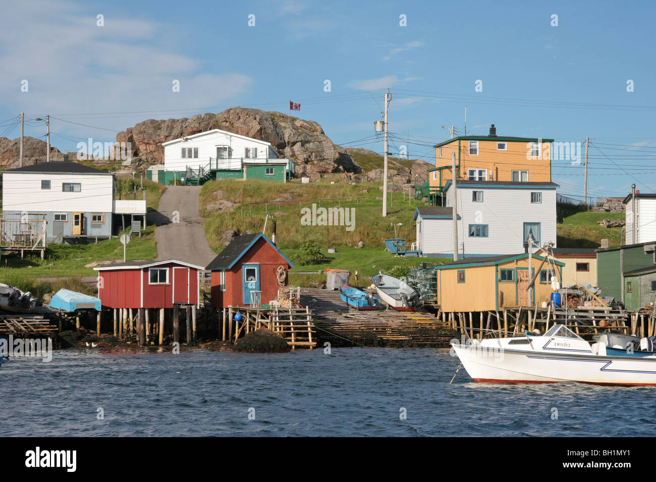 Colorfully painted buildings by Ship Cove, Ramea, Newfoundland Stock