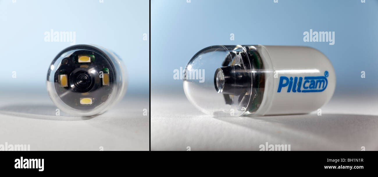 Pillcam capsule endoscopy miniature medical camera Stock Photo