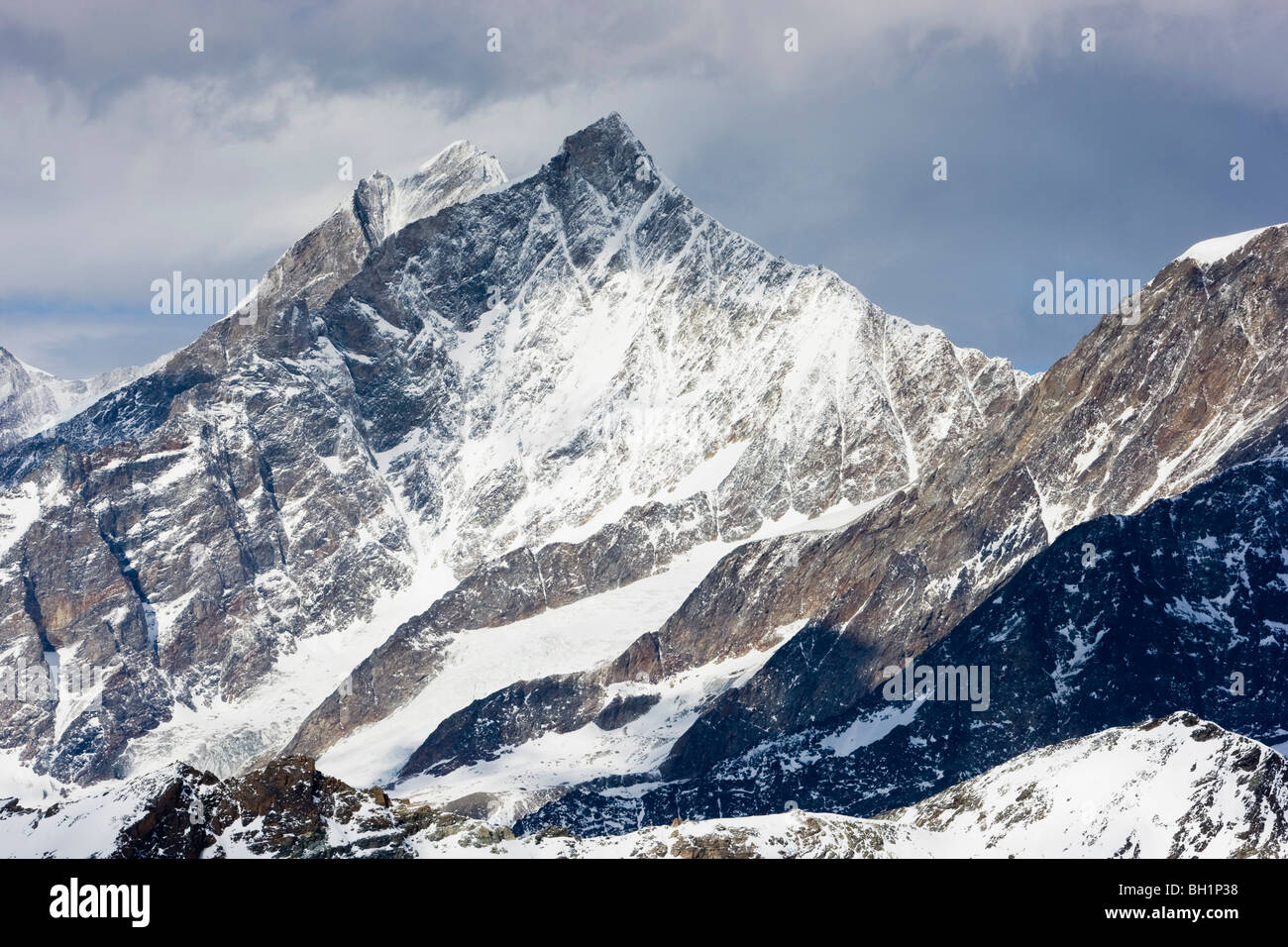 The four thousand meter peaks, Taeschhorn, front, and Dom of the Mischabelgroup, Wallis, Valais Alps, Switzerland Stock Photo