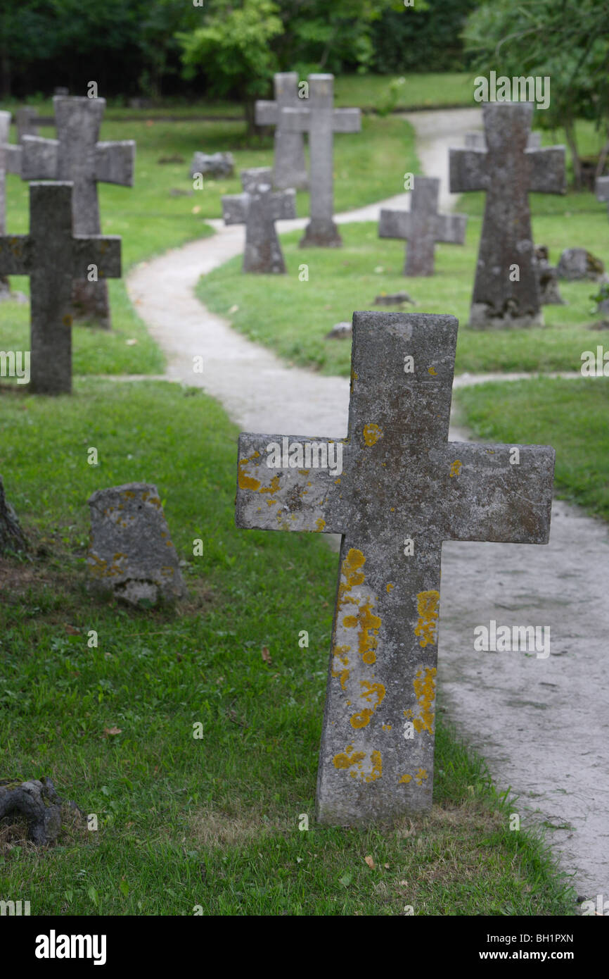 Crosses on the graveyard at the ruins of St. Brigit convent, Pirita, Tallinn, Estonia Stock Photo