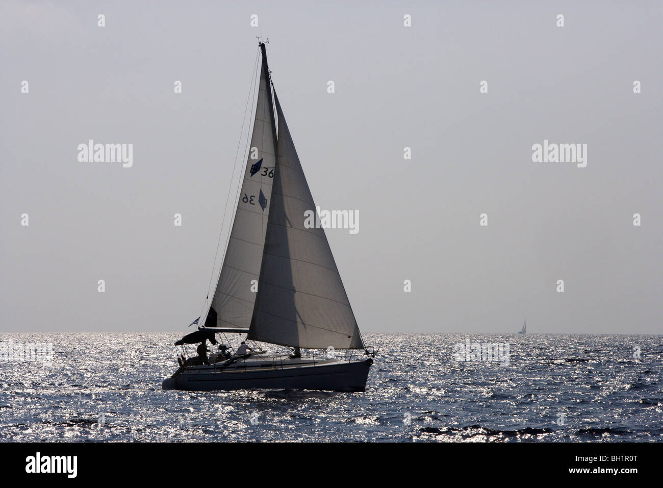 Sailing boat on the sea, Ionian Islands, Greece Stock Photo