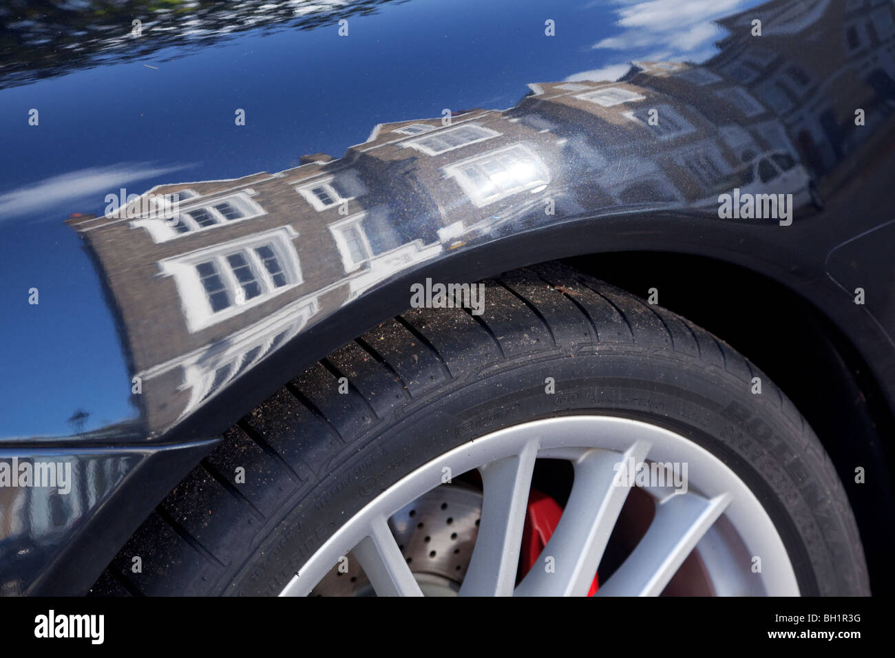 Luxury housing reflection in car Islington Stock Photo Alamy