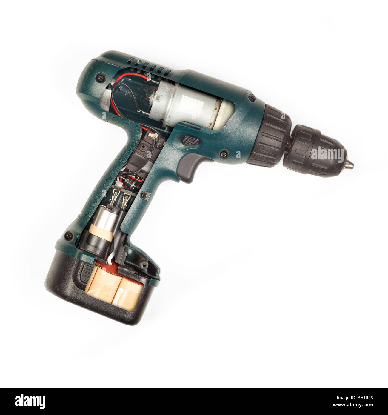 A look inside a cordless battery drill Stock Photo Alamy