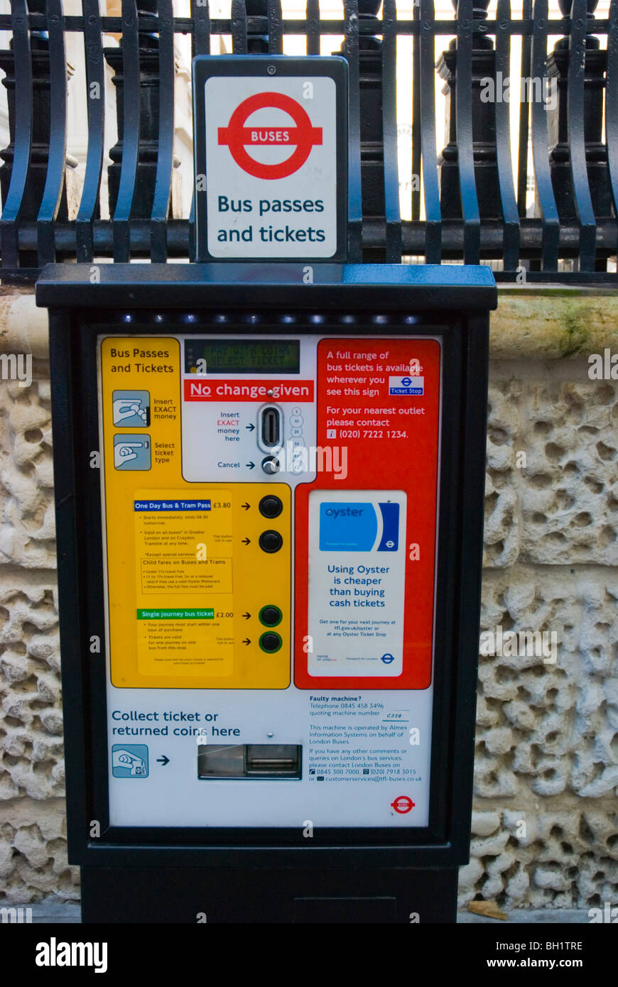 Bus pass and ticket machine at Trafalgar Square central London England UK Stock Photo