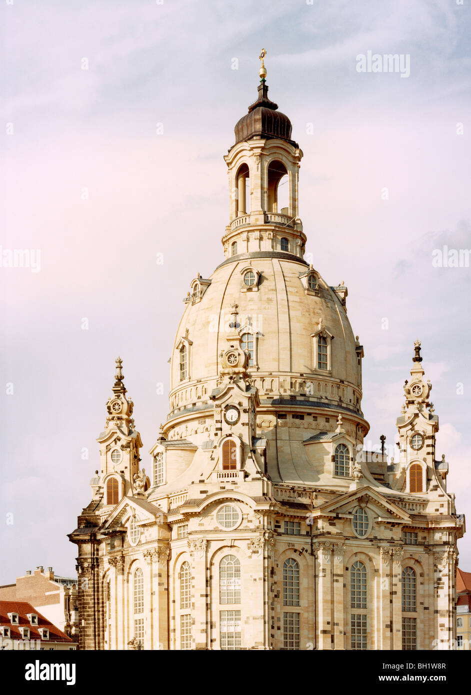 The rebuilt Dresdner Frauenkirche, Church of Our Lady in Dresden. [It was destroyed about three months prior to the end of World Stock Photo
