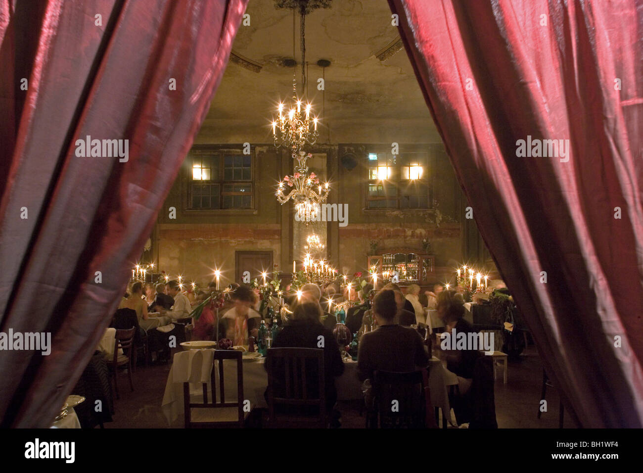 Claerchens Ballhaus, Berlin Mitte, private candlelight party with opera singers in costume, Berlin, Germany Stock Photo