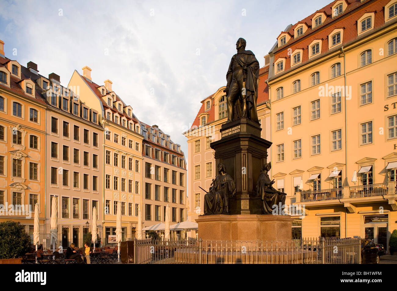 Neumarkt with statue of Friedrich II, King of Saxony, Dresden, Saxony, Germany, Europe Stock Photo