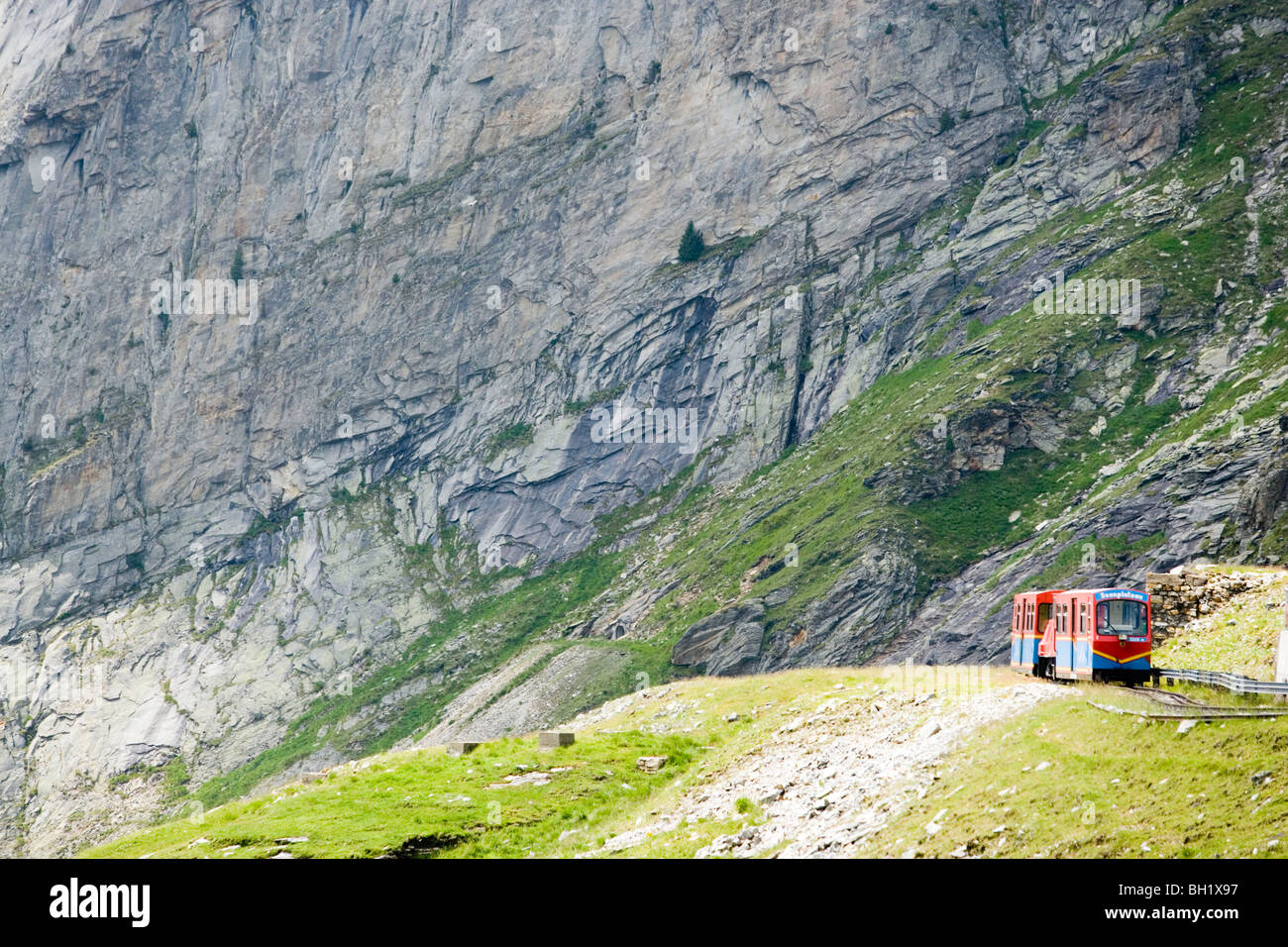 Narrow-gauge railway Reisseckbahn (high-altitude alpine railway of Austria) on the way, Kolbnitz, Carinthia, Austria Stock Photo
