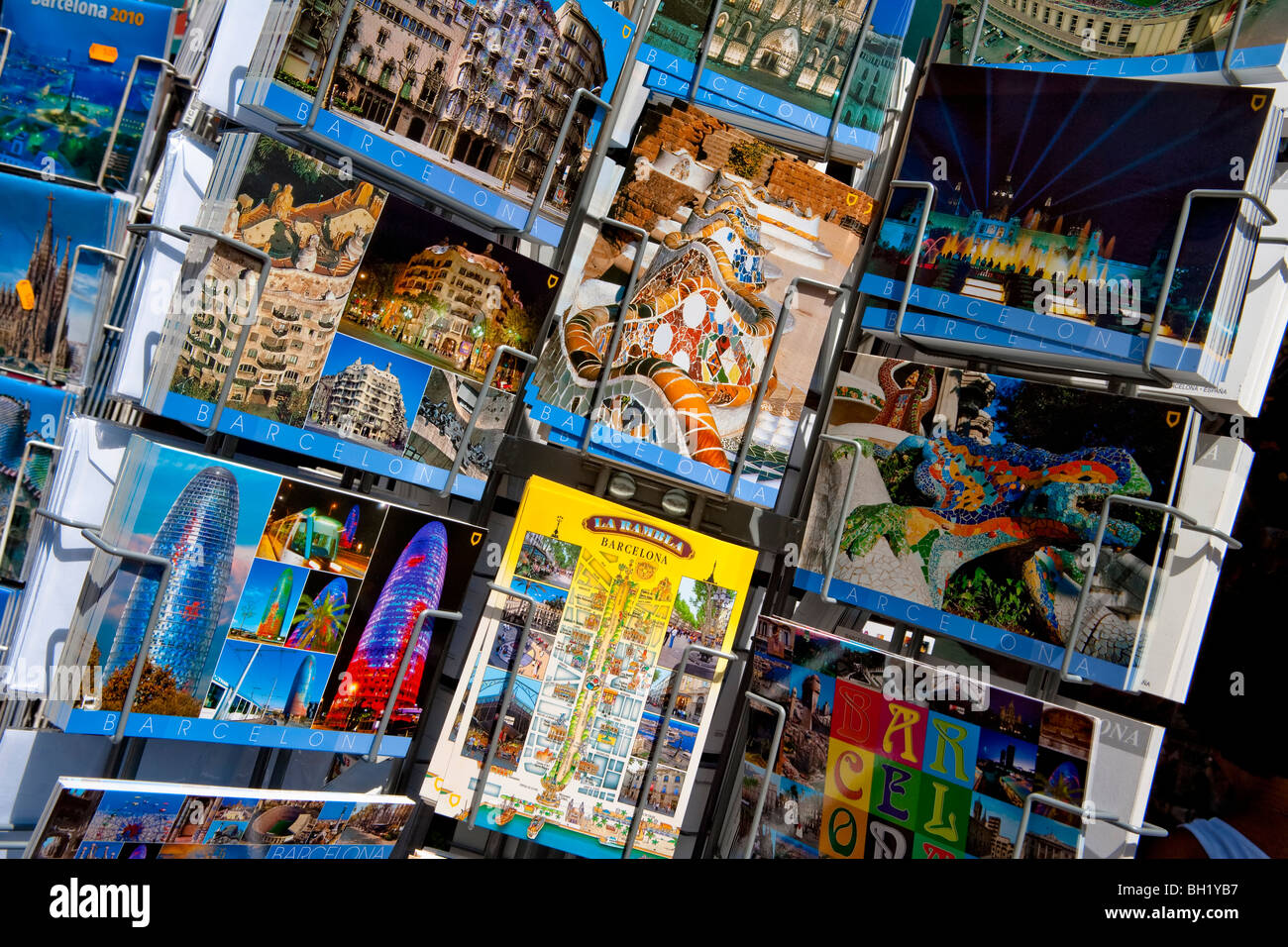 Barcelona Postcards, guide books Stock Photo Alamy