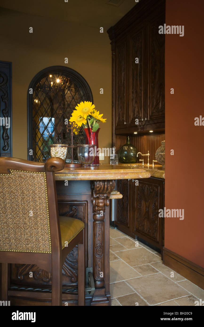 Bar stool in kitchen of Palm Springs home Stock Photo Alamy