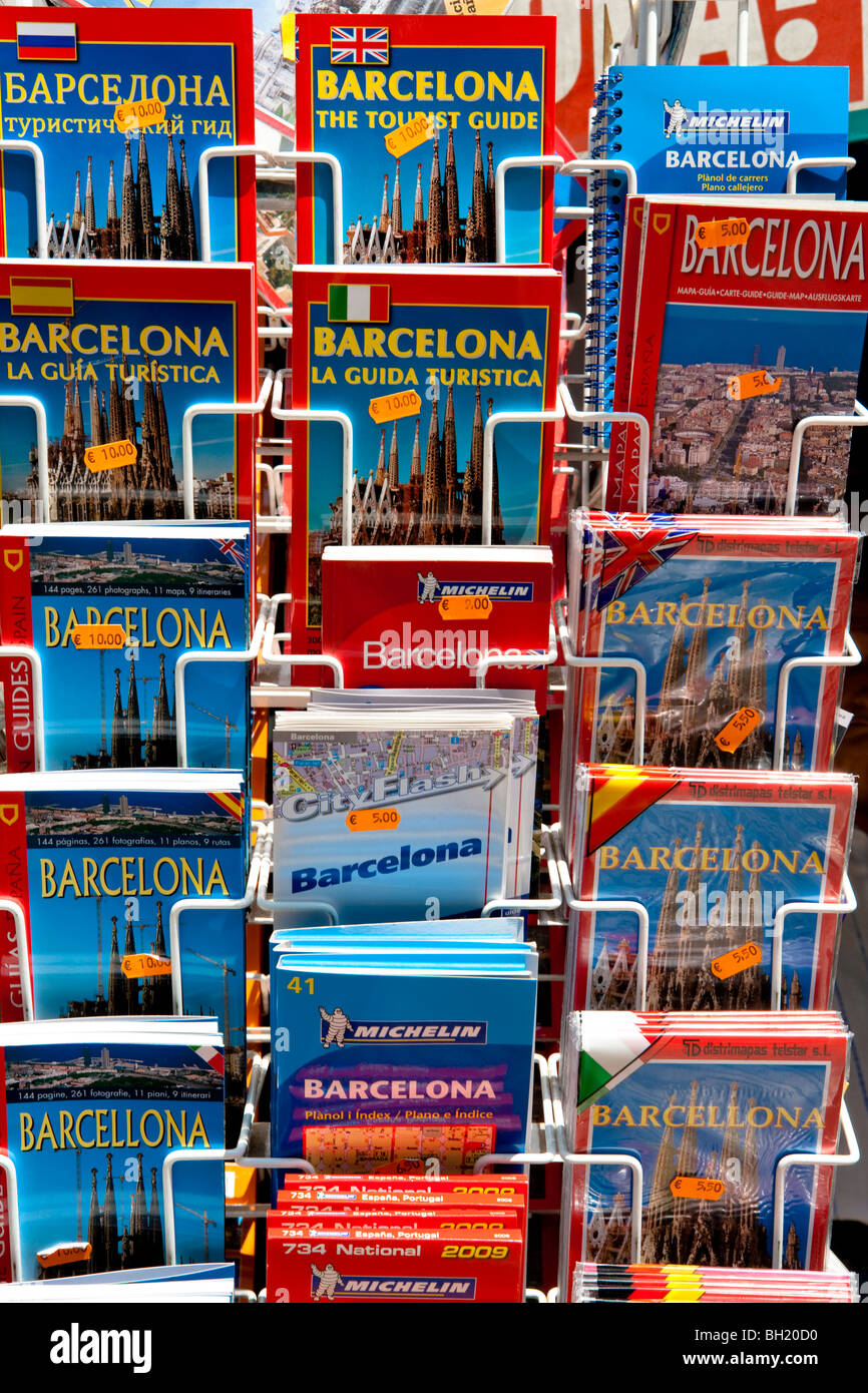 Barcelona Postcards, guide books Stock Photo Alamy