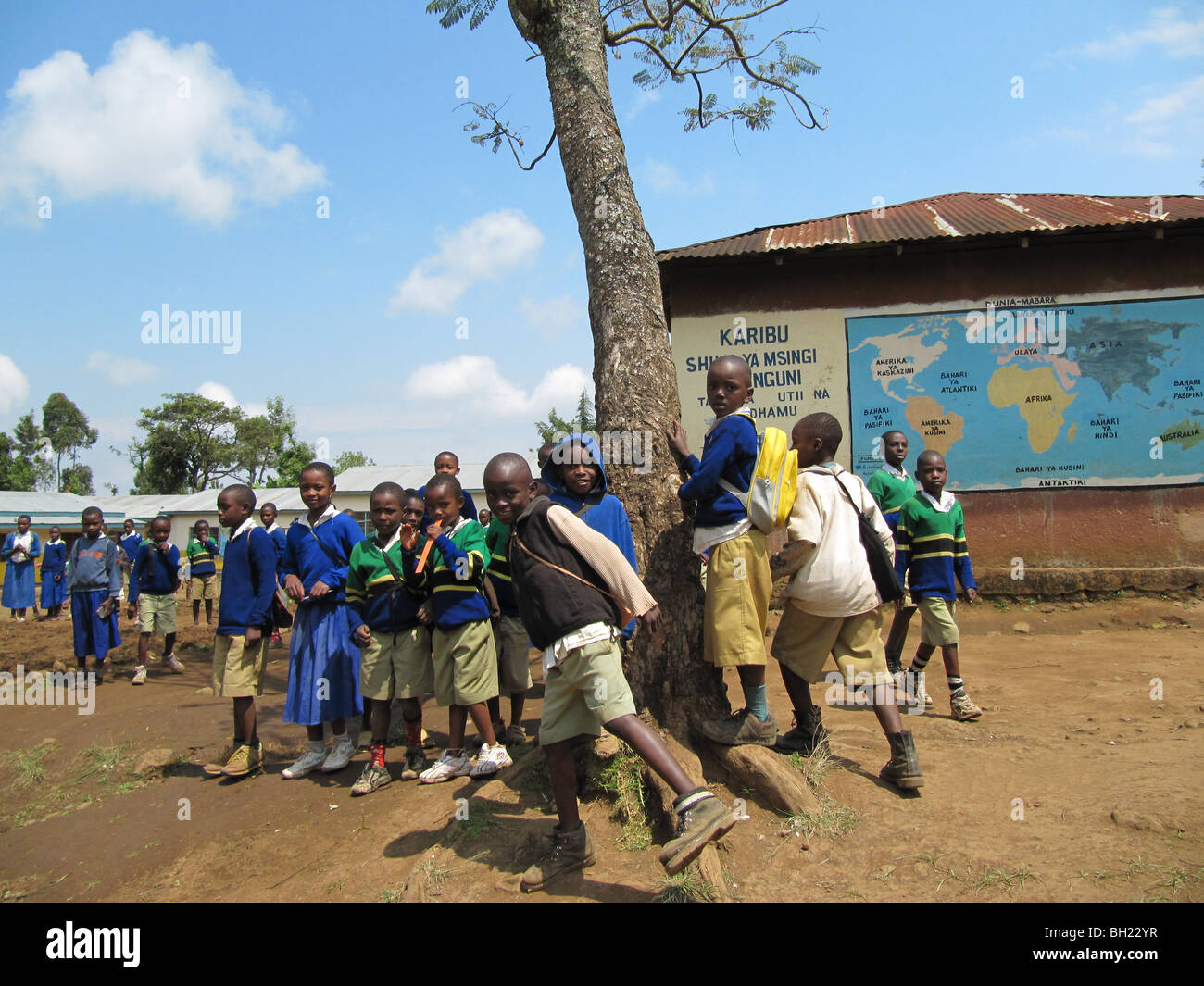 African school children playing Msingi Tanzania East Africa Stock Photo