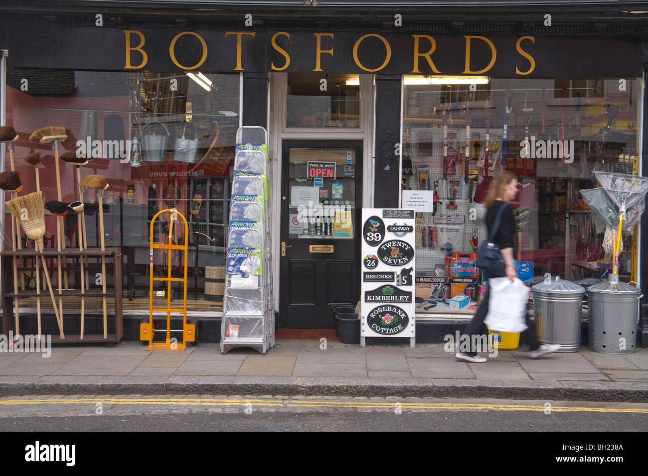 Hertford Town Botsfords ironmomgers shop display exterior Stock Photo
