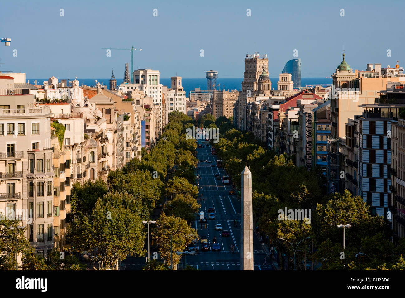 Barcelona - View of Passeig de Gràcia - Eixample district Stock Photo
