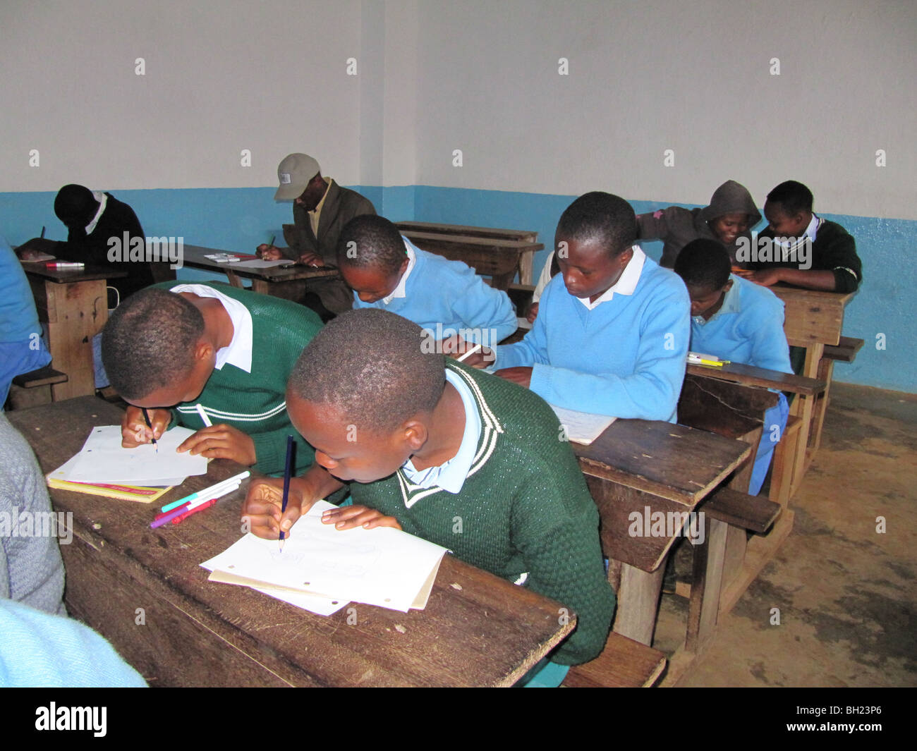 African school children working Kilema Moshi Tanzania East Africa Stock Photo