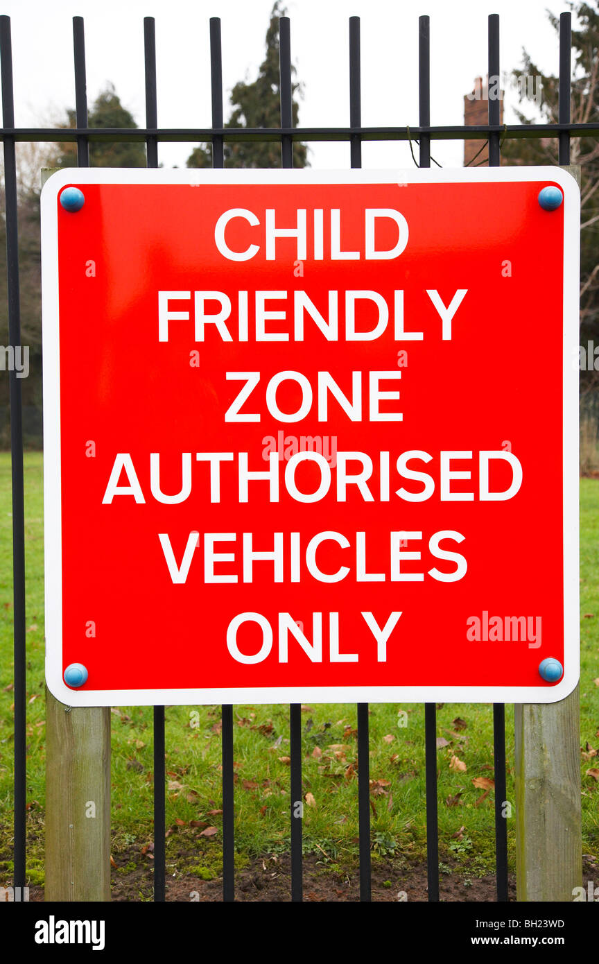 Warning sign on school playground Stock Photo