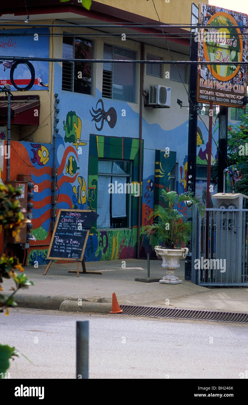 Brightly decorated wall of Mama's beach club restaurant, Tamarindo