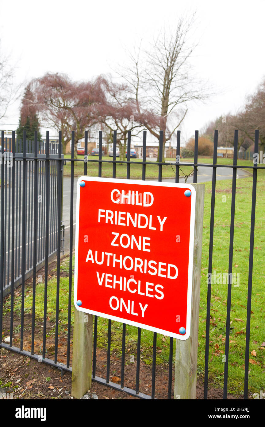 Warning sign on school playground Stock Photo