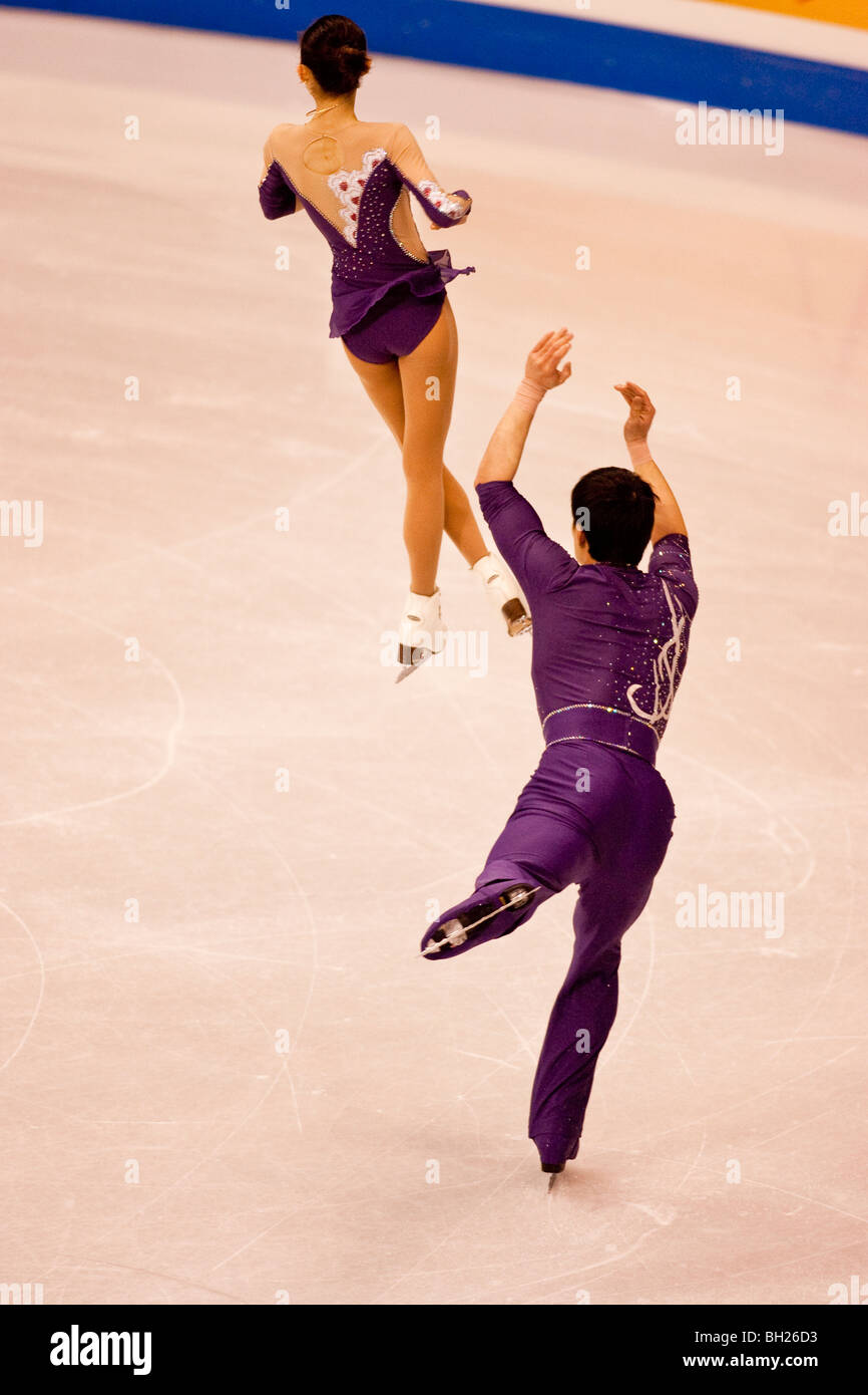 Dan Zhang/Hao Zhang (CHN) silver medalist competing in the Pails Free at the 2009 World Figure Skating Championships Stock Photo