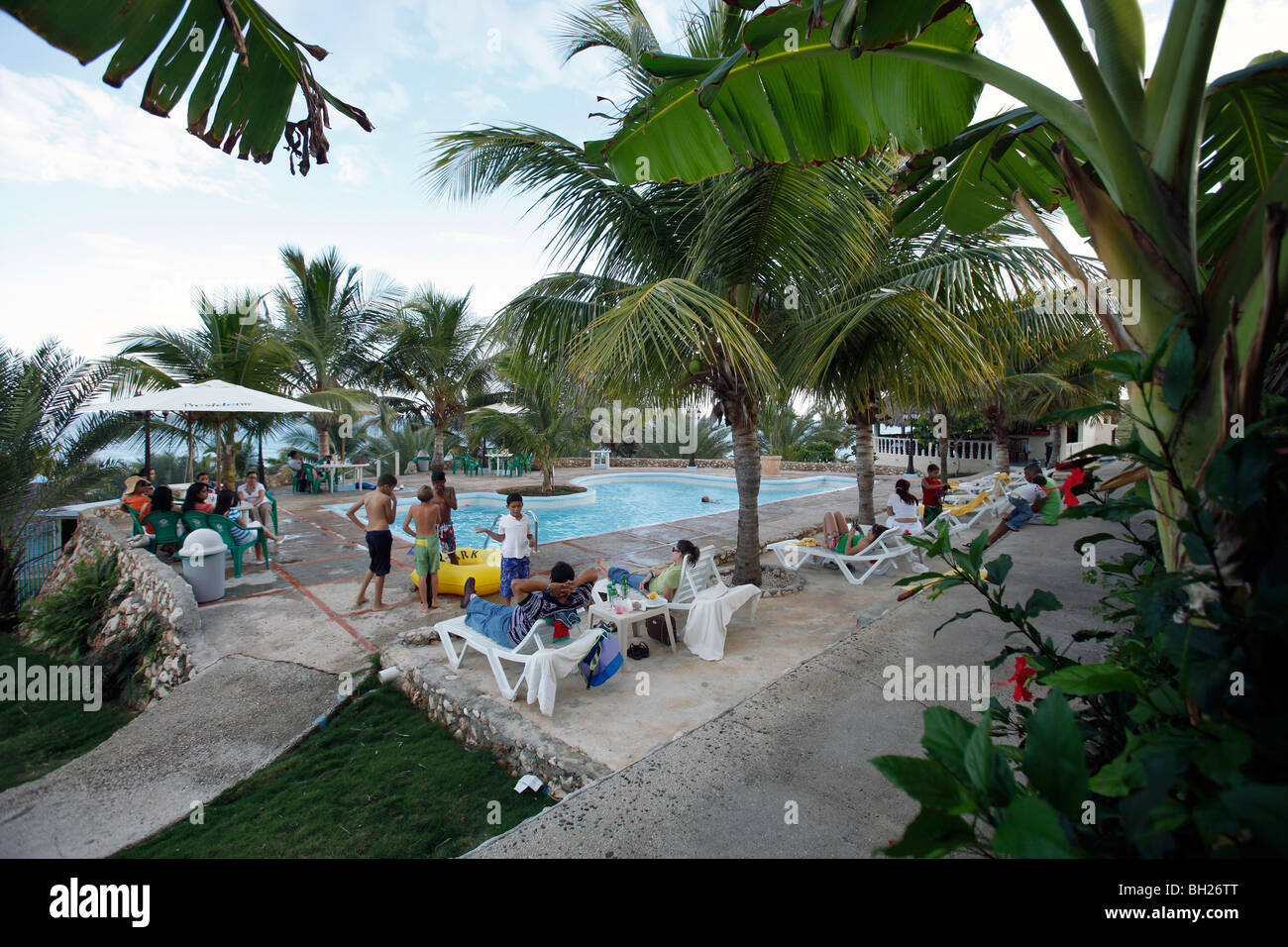 Hotel swimming pool, southwest Dominican Republic Stock Photo
