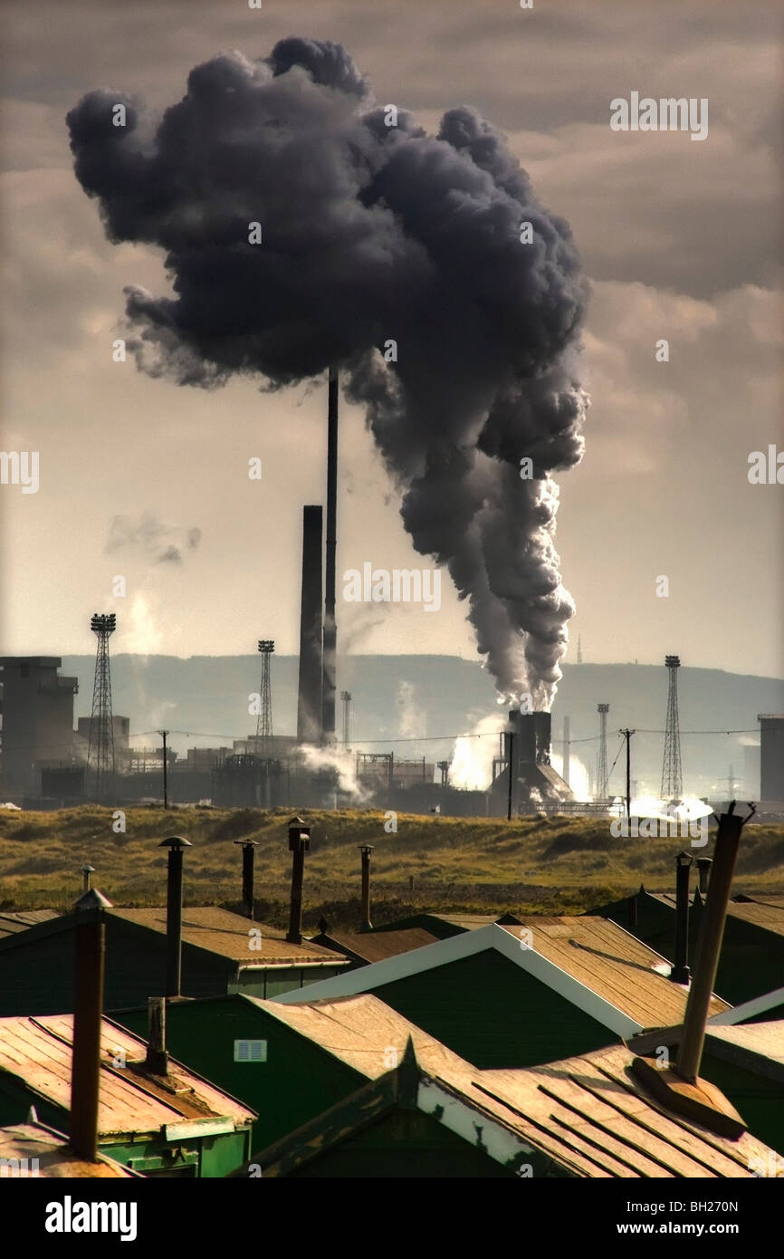 Black smoke emitting from factory smokestack Stock Photo Alamy