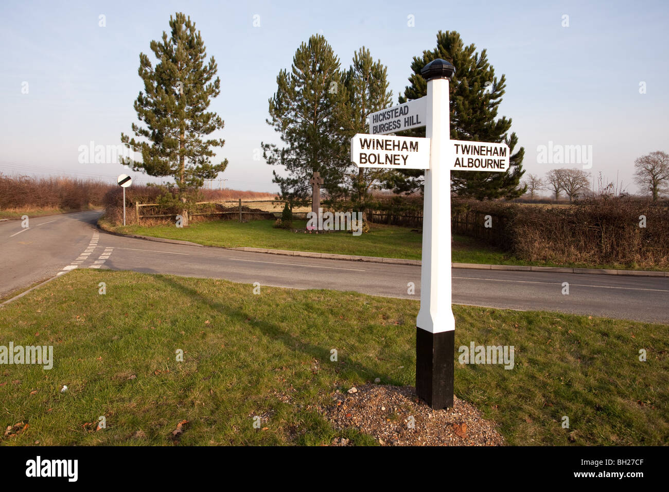 Road direction signs from the Sussex, village of Twineham along with