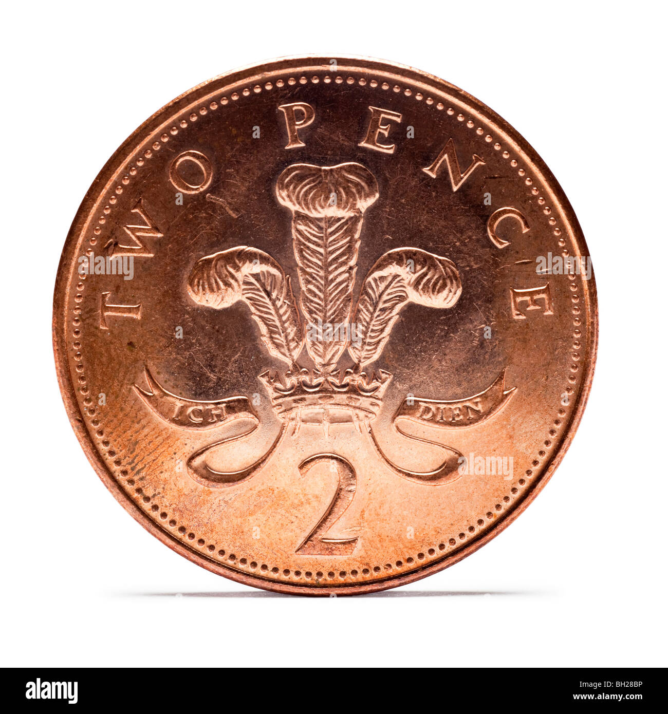 British Two Pence coin back view macro Stock Photo