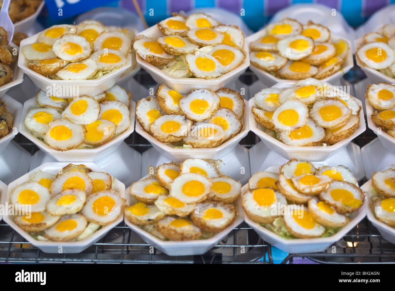 Fried Quails Eggs Chatuchak Weekend Market Bangkok Thailand Stock Photo