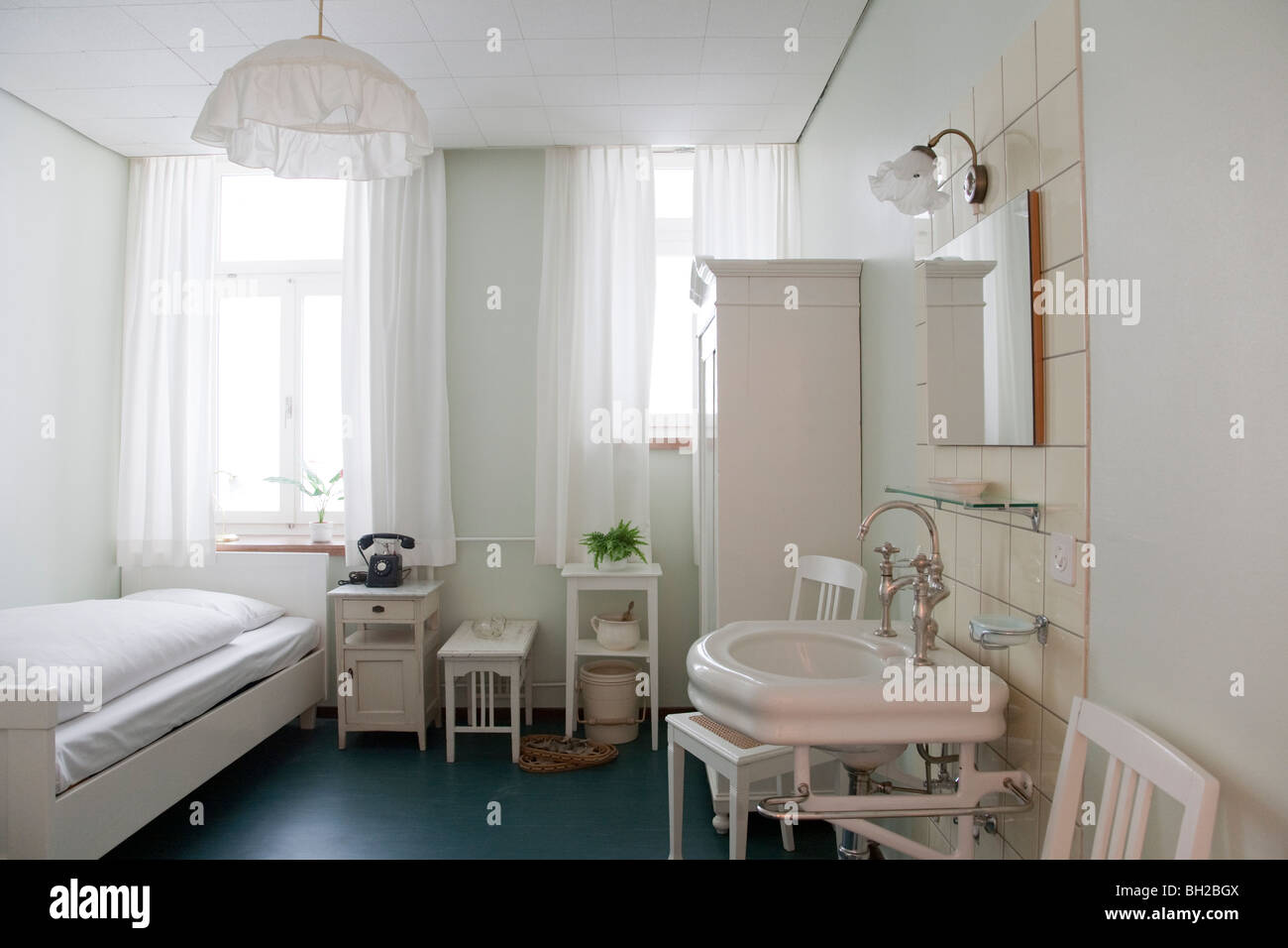REBUILT ROOM OF THOMAS MANN, HOTEL WALDHOTEL, DAVOS, GRISONS, SWITZERLAND Stock Photo