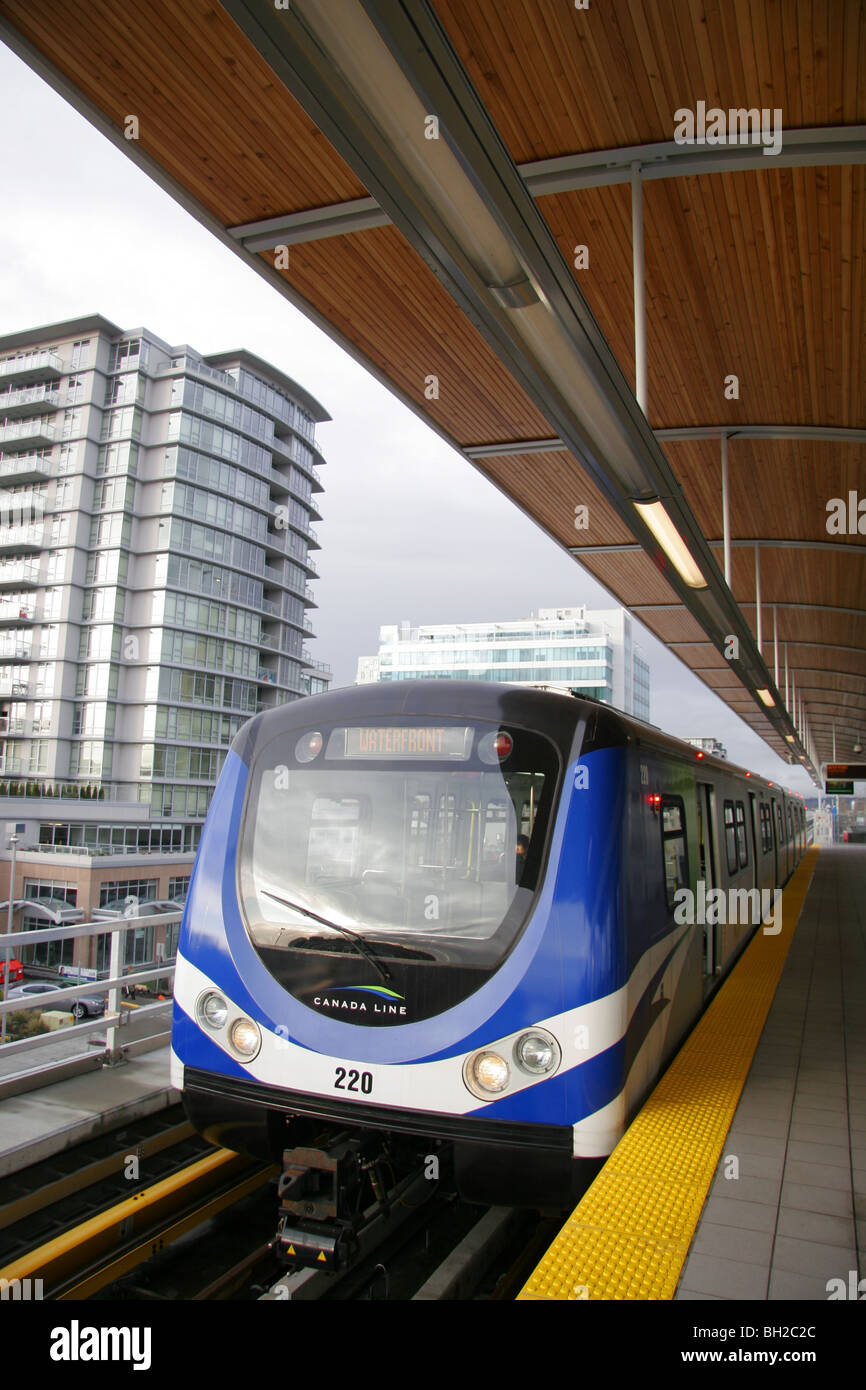 New Canada Line train in Vancouver, British Columbia, Canada. Stock Photo